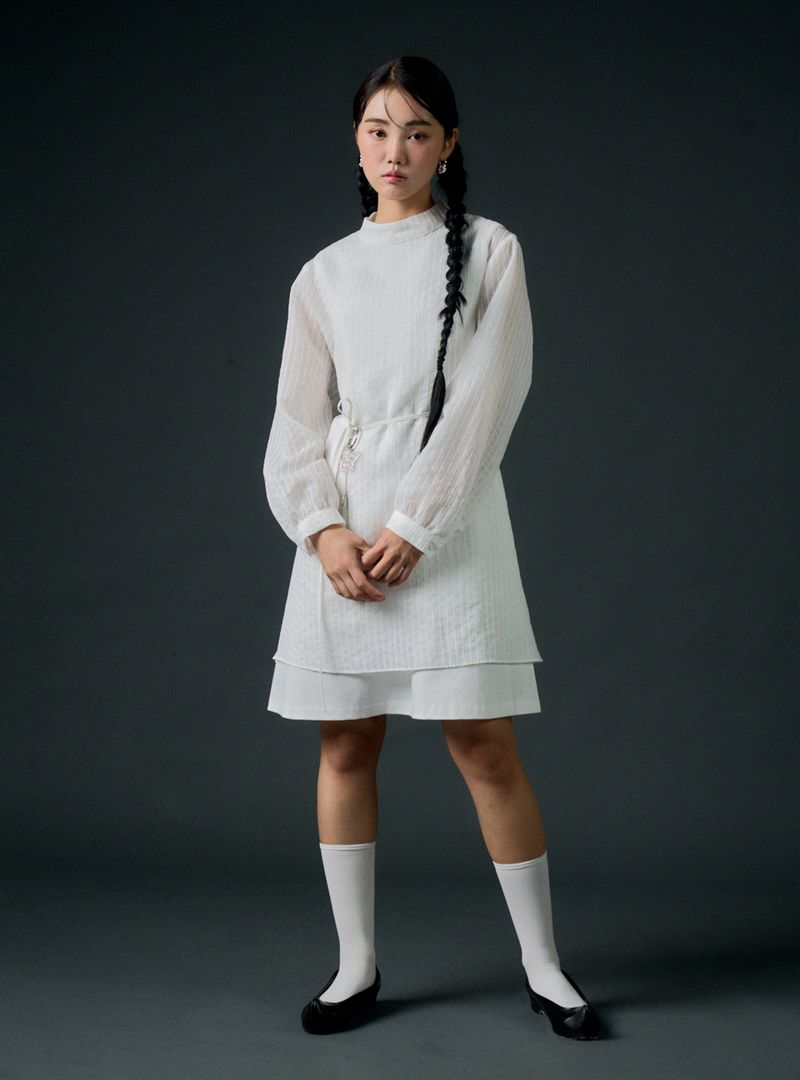 Pinny layered dress (white)