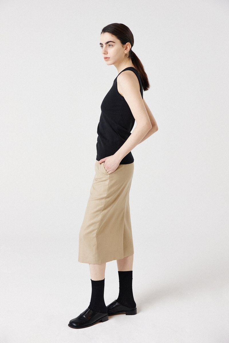 wool line midi skirt_beige