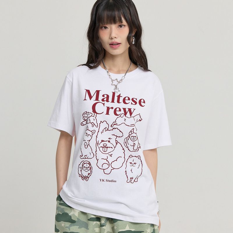 WaiKei（ワイケイ）の「マルチーズ クルー ライン グラフィック ハーフ スリーブ Tシャツ（トップス）」