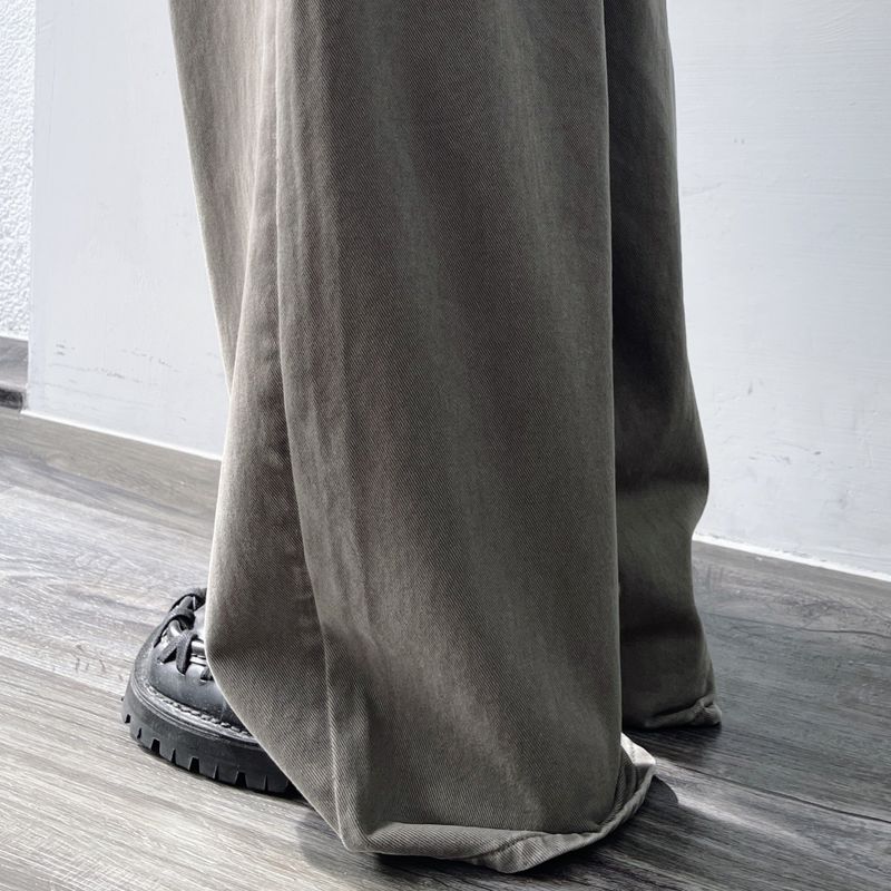 Vintage Washed Button-Fly  Wide Trousers