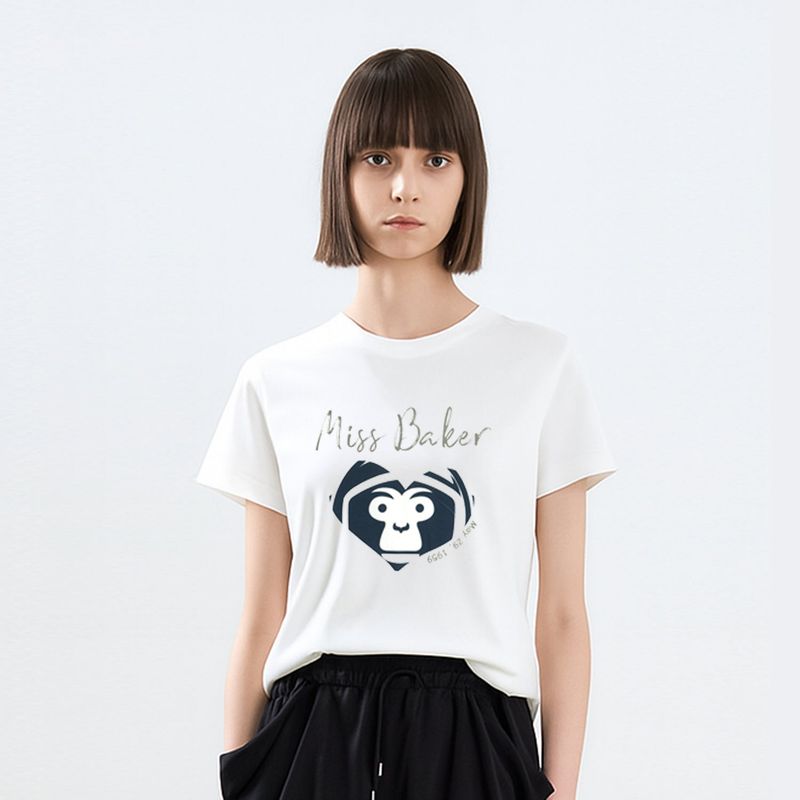 ハートバイカーパッチTシャツ ホワイト / ネイビー