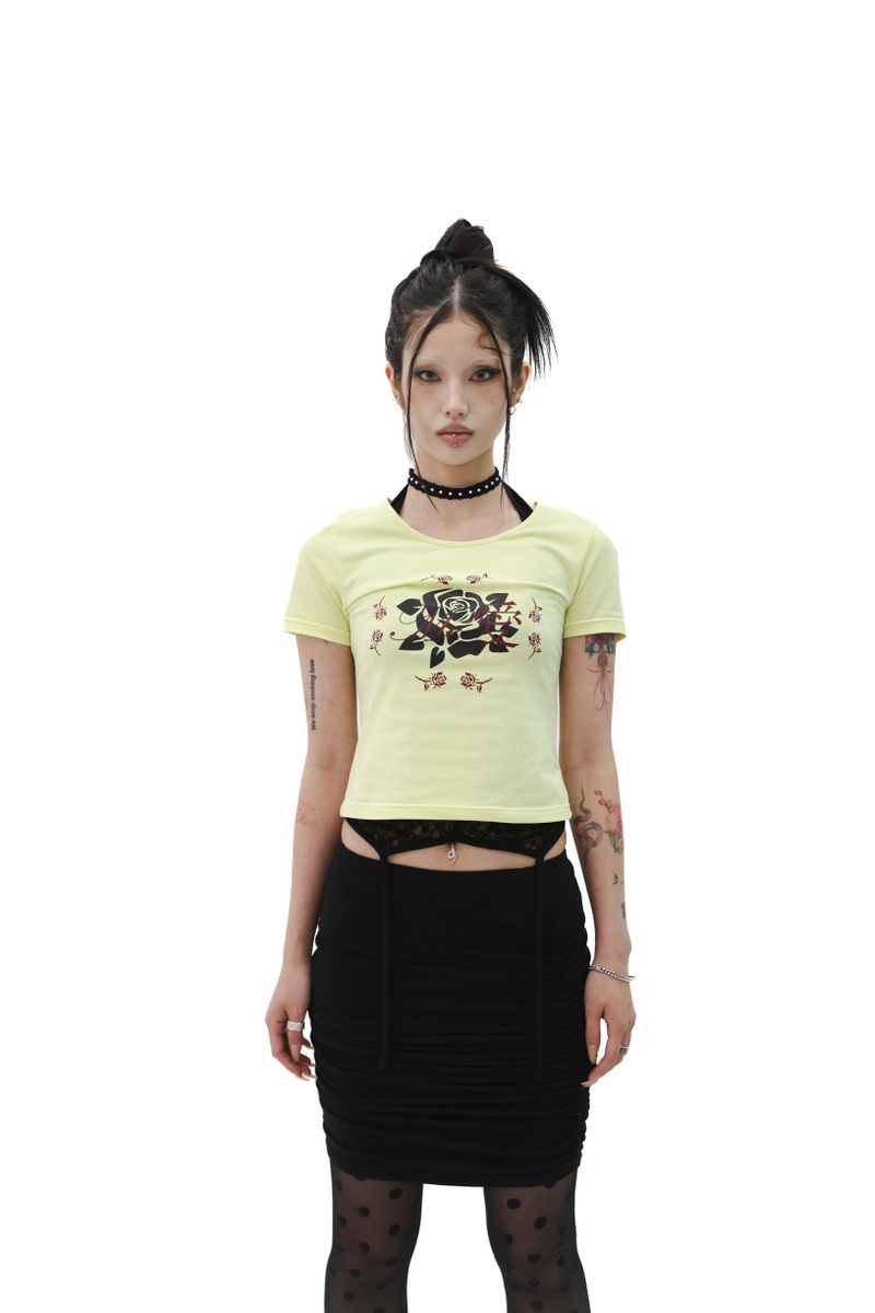[Gerbera] Halter layered sleeveless (Black/White)