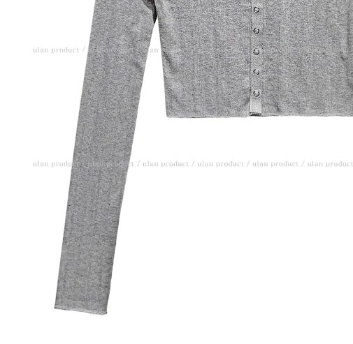 Leaf punching snap button crop cardigan