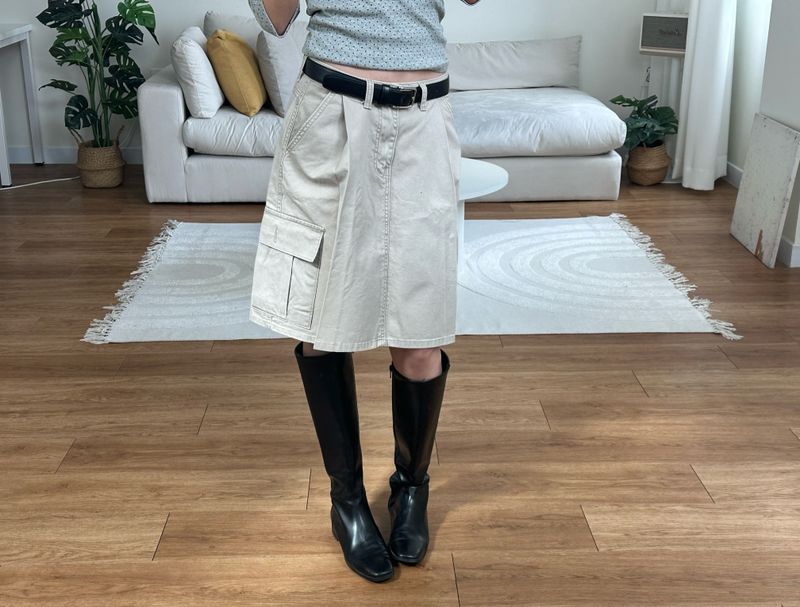 washed cargo midi skirt