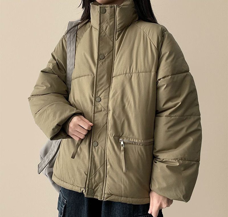  Ringf pocket zipper high neck padded jumper