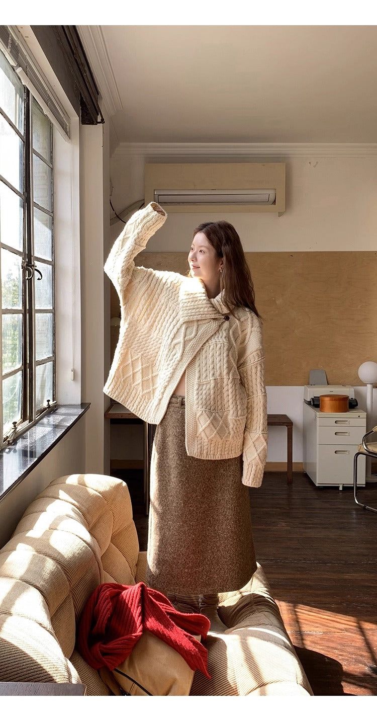 Wool Flow Warm Knit Cardigan