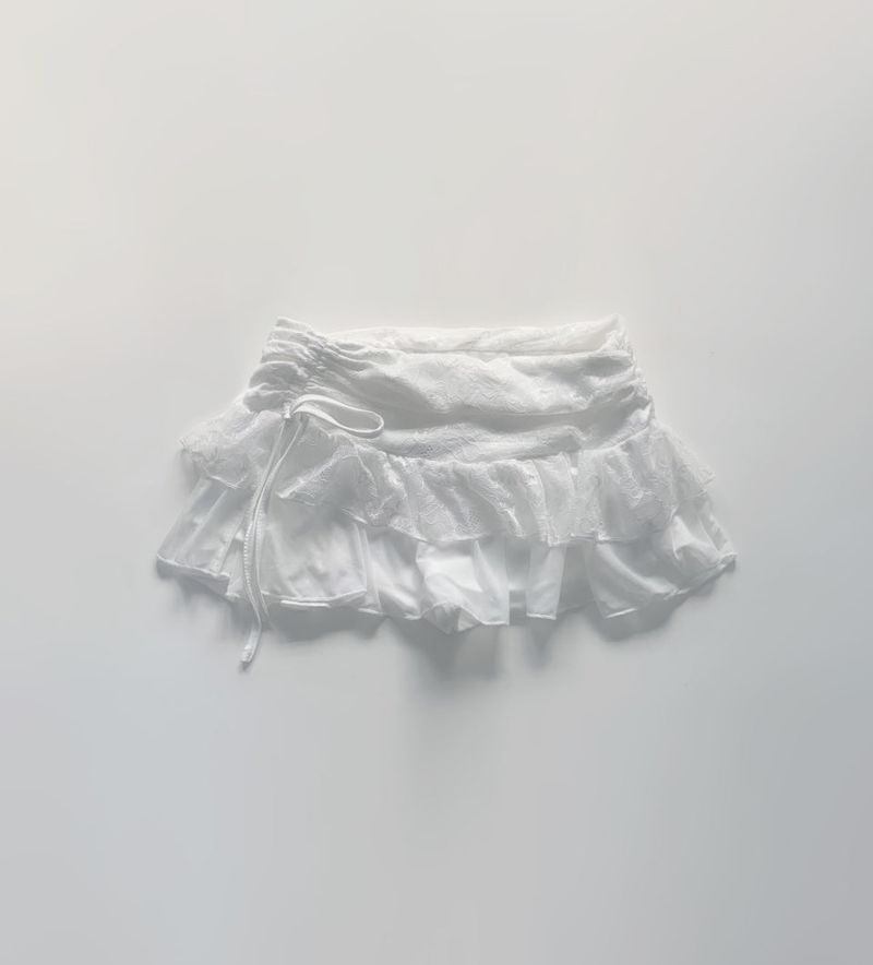 ベラ シャーリング レース スカート(white)