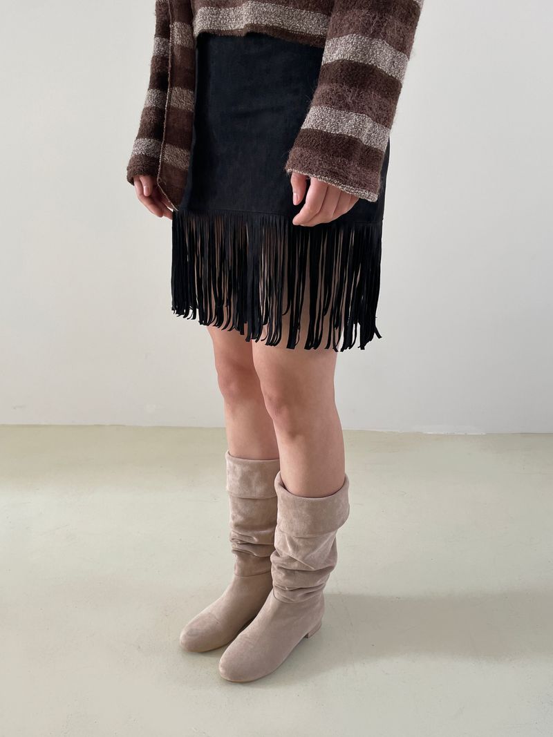 Western hippie suede skirt