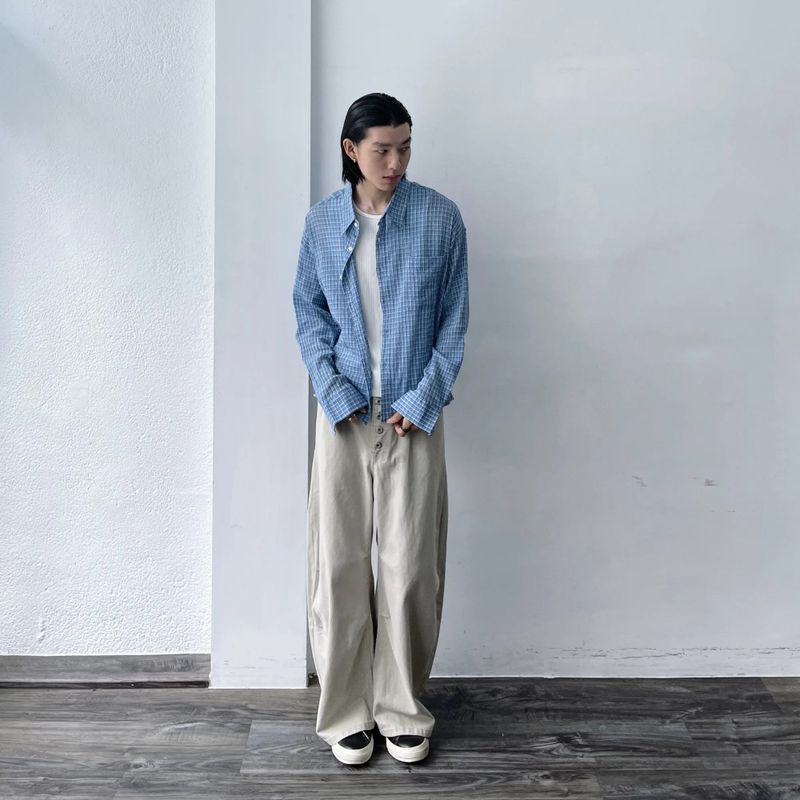 Soft Grid Oversized Shirt