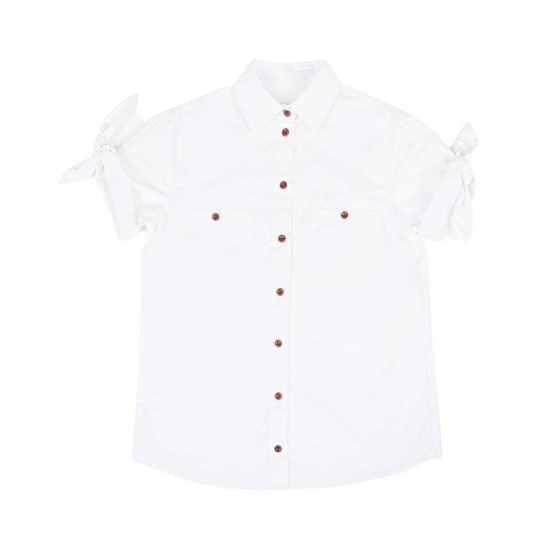 Knot half sleeve shirts (WHITE)