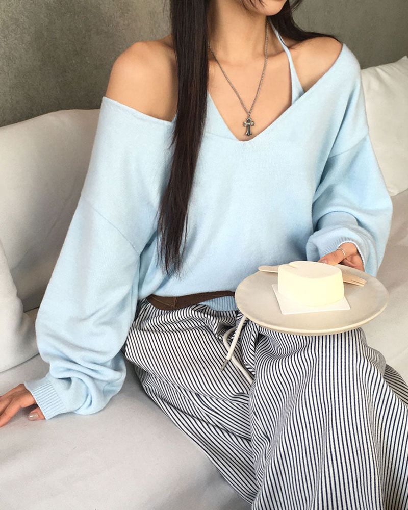 V-Neck Knit & Tank Top Set