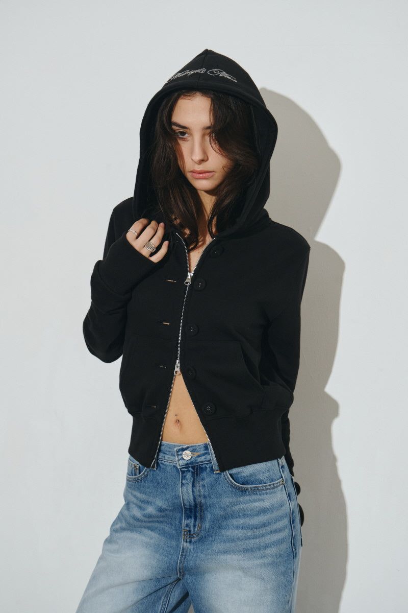 bt hood zip up (black)