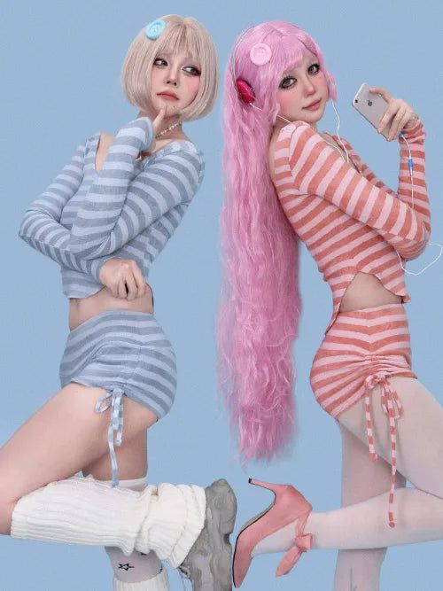 KUO（クーオ）の「lilly striped crop knit top (3color)（Tops）」