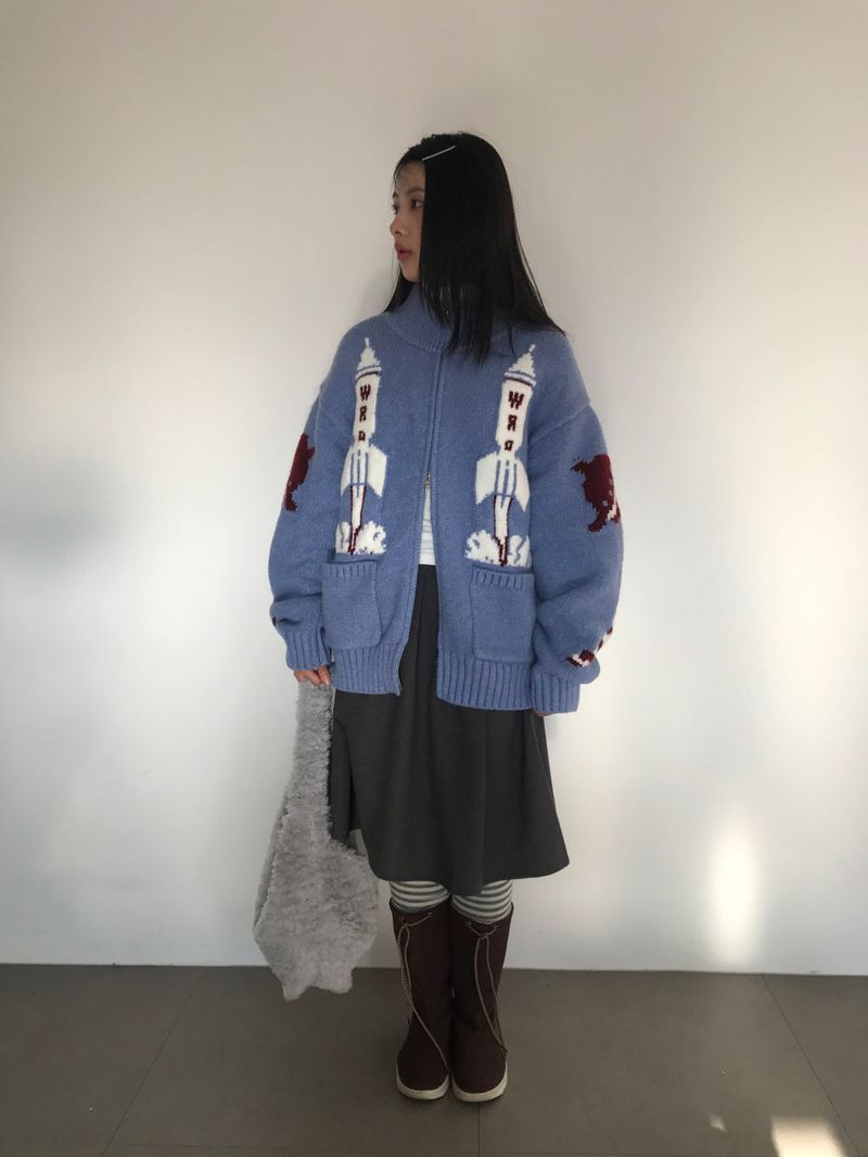 Hubble High Neck Knit Zip-Up (2 Colors)