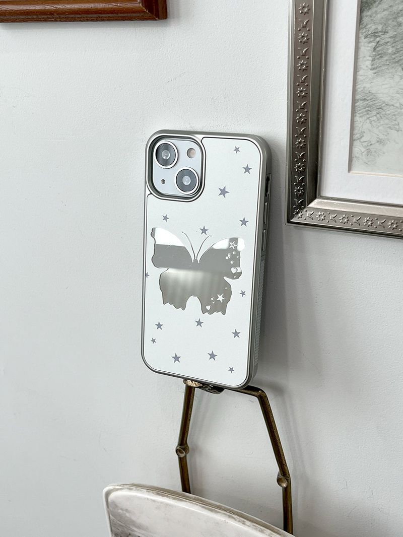 venitore（ヴェニトー）の「[MADE] Butterfly Mirror Case • White • Mirror Silver Bumper Case（Smartphone Accessories）」