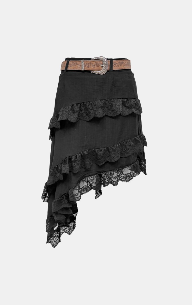 Ruffle Lace Asymmetric Skirt