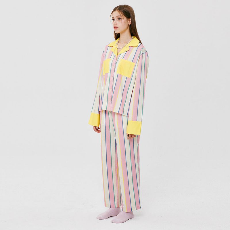 (W) Creamy Stripe PJ Pants