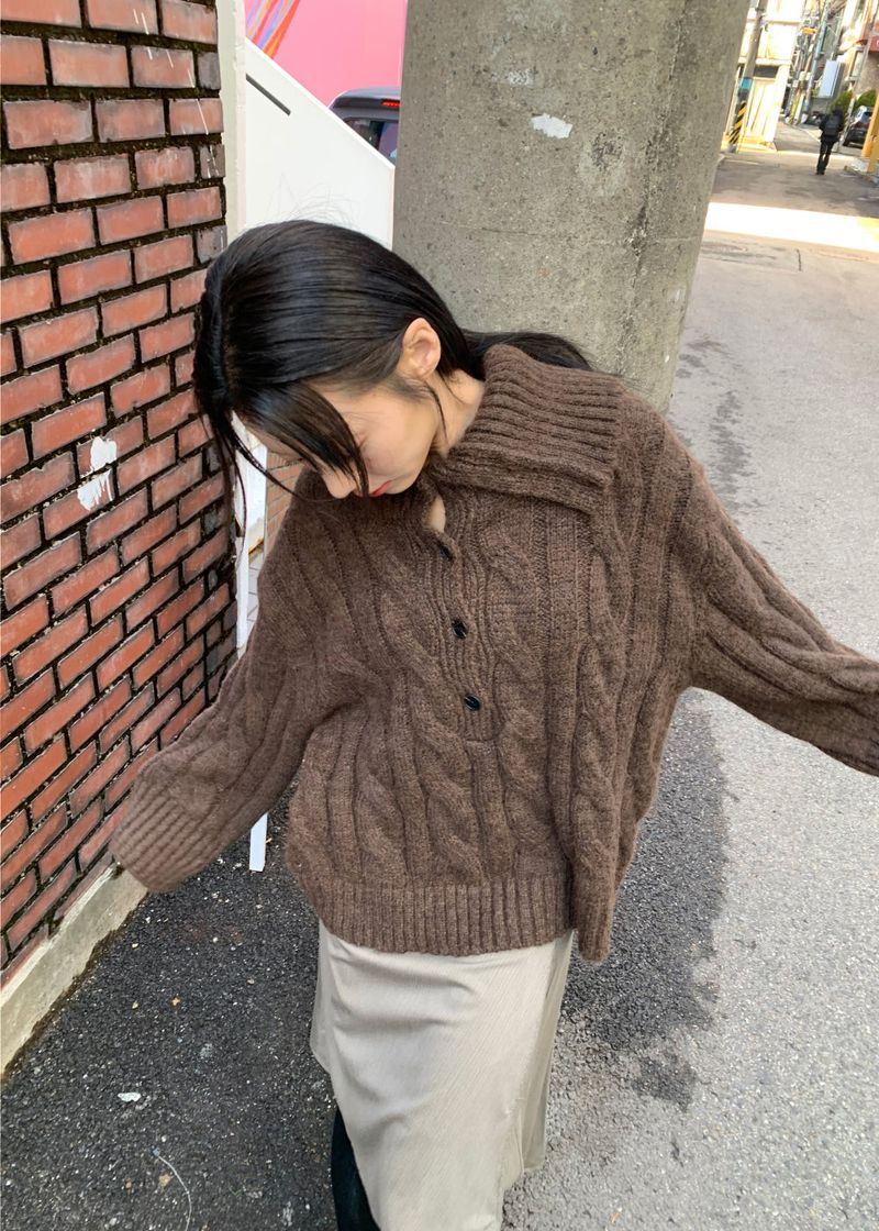  HIGHNECK BUTTON KNIT