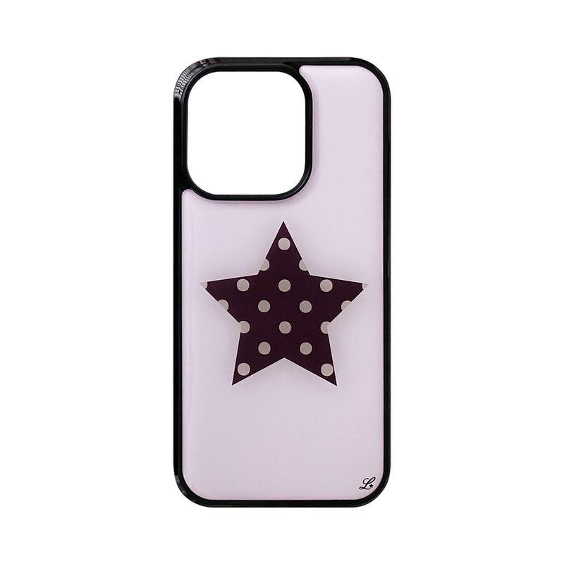 [MADE] POLKA STAR PHONE CASE PINK (epoxy black bumper)