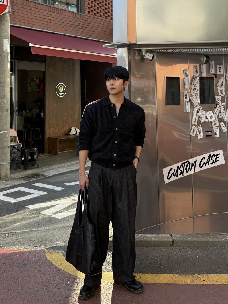 Porter herringbone denim slacks