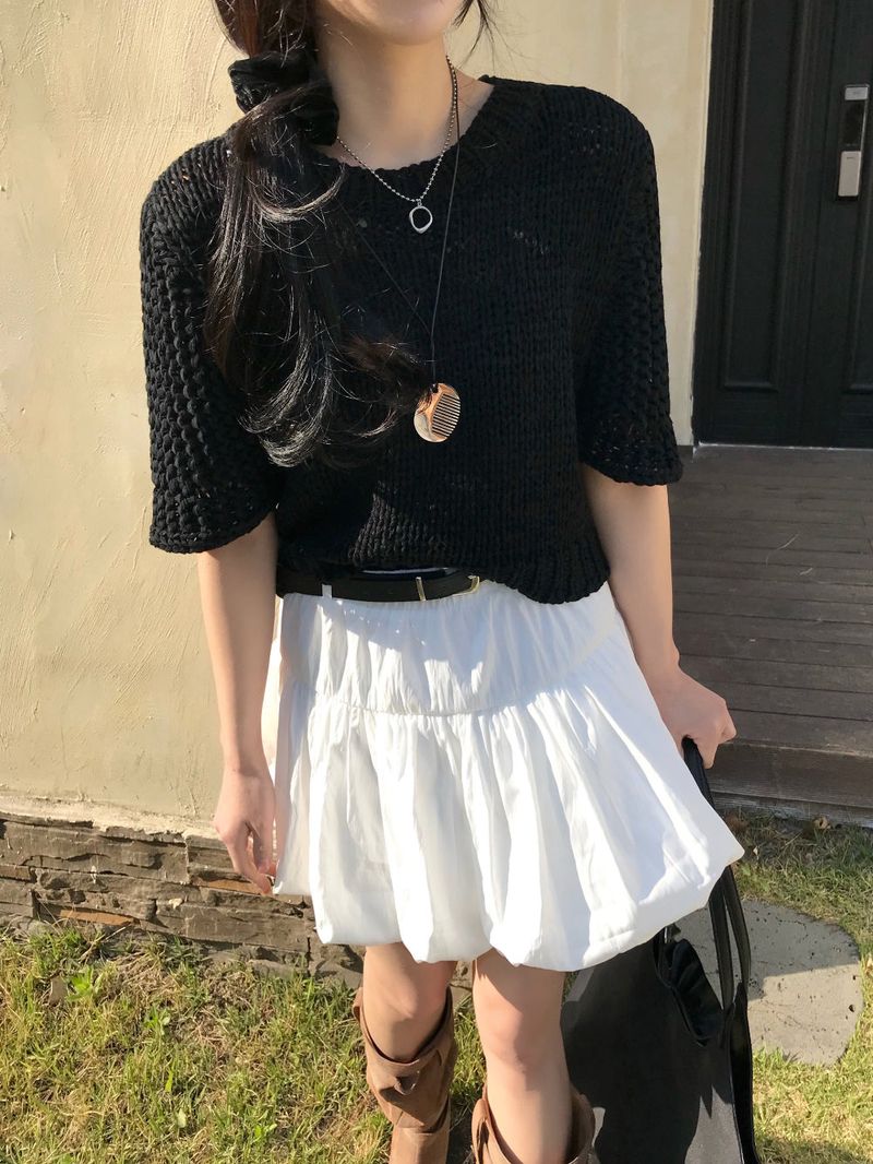 Reve Sand Loose Fit Mesh Half Knit