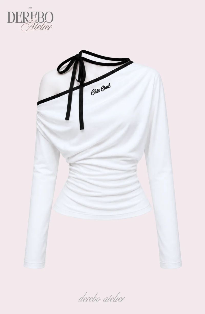 One open-shoulder halter strap long-sleeve tee 