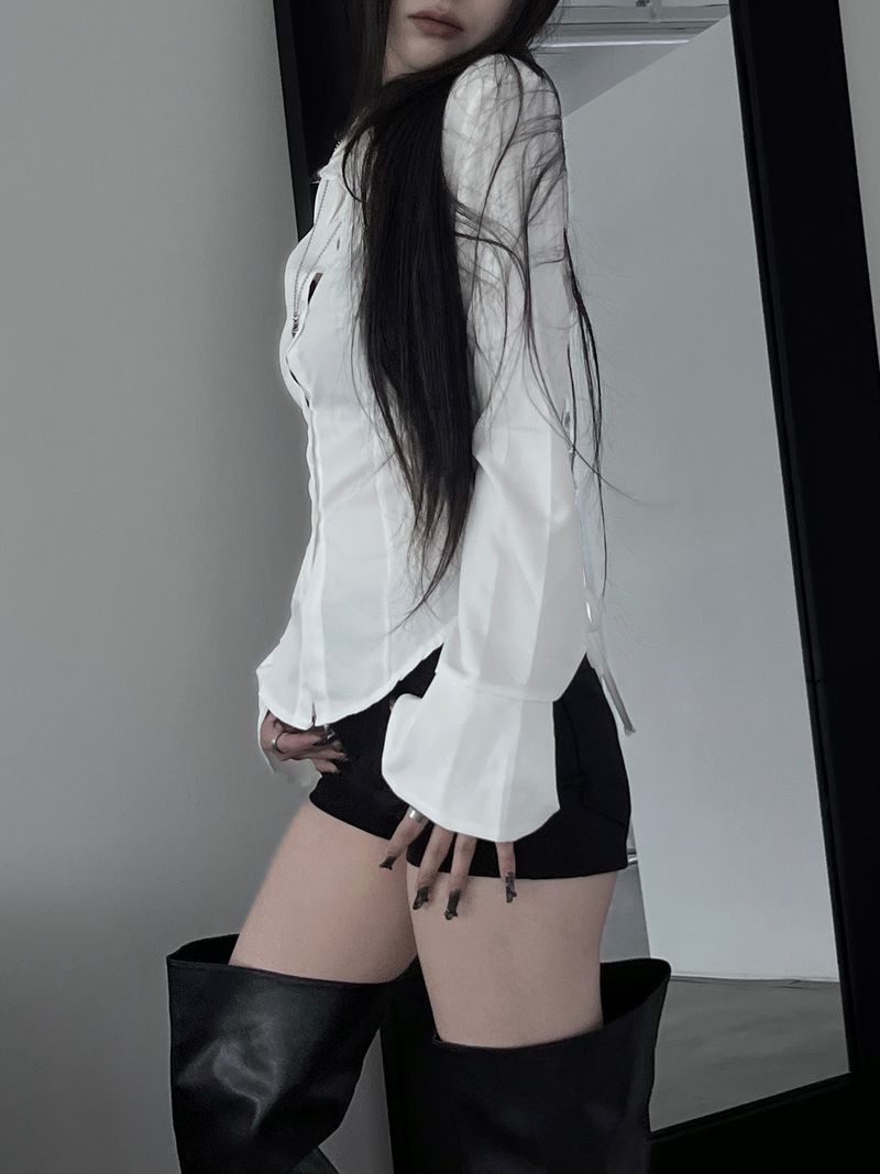 back corset cuff shirt (2color)