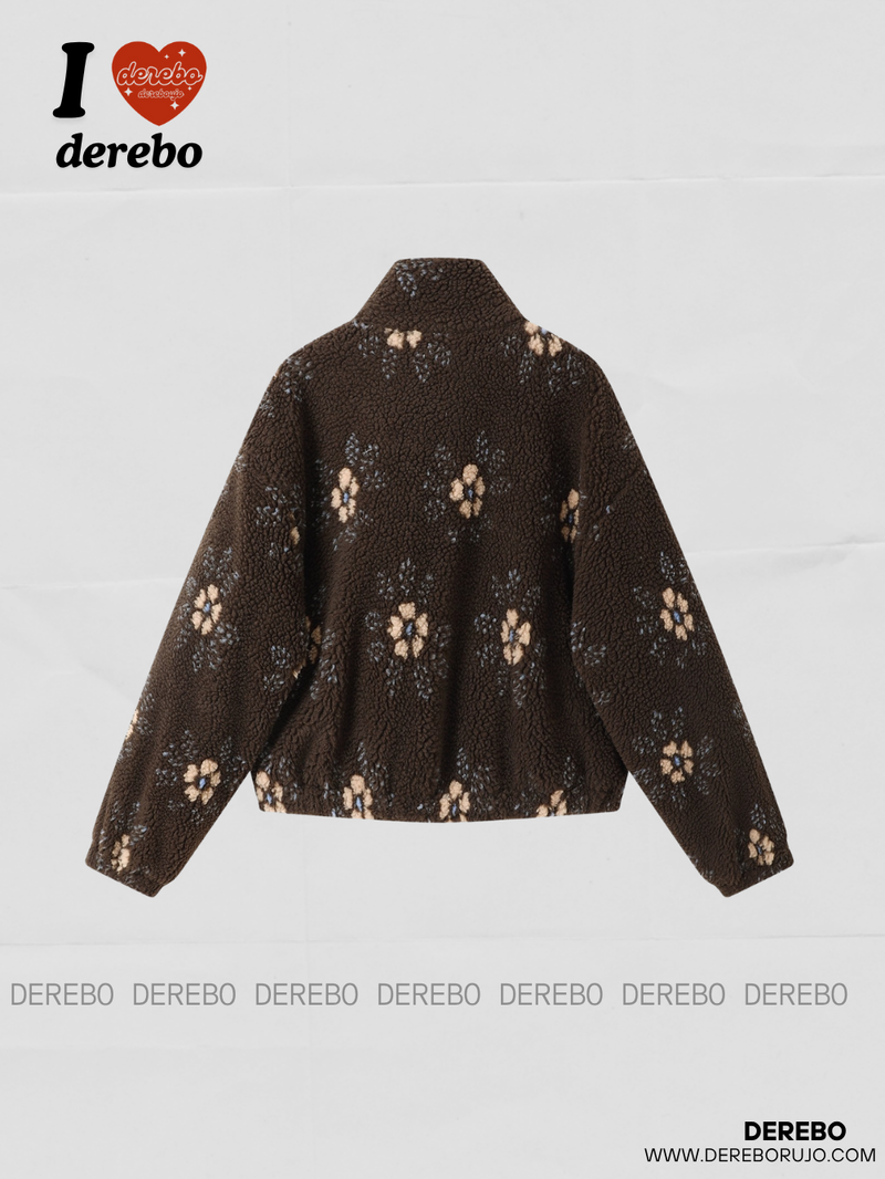 Floral Mode Quilting High Neck Zip-Up