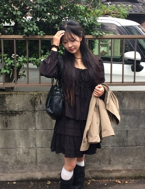 Murun Ribbon Strap Shirring Long Sleeve Blouse
