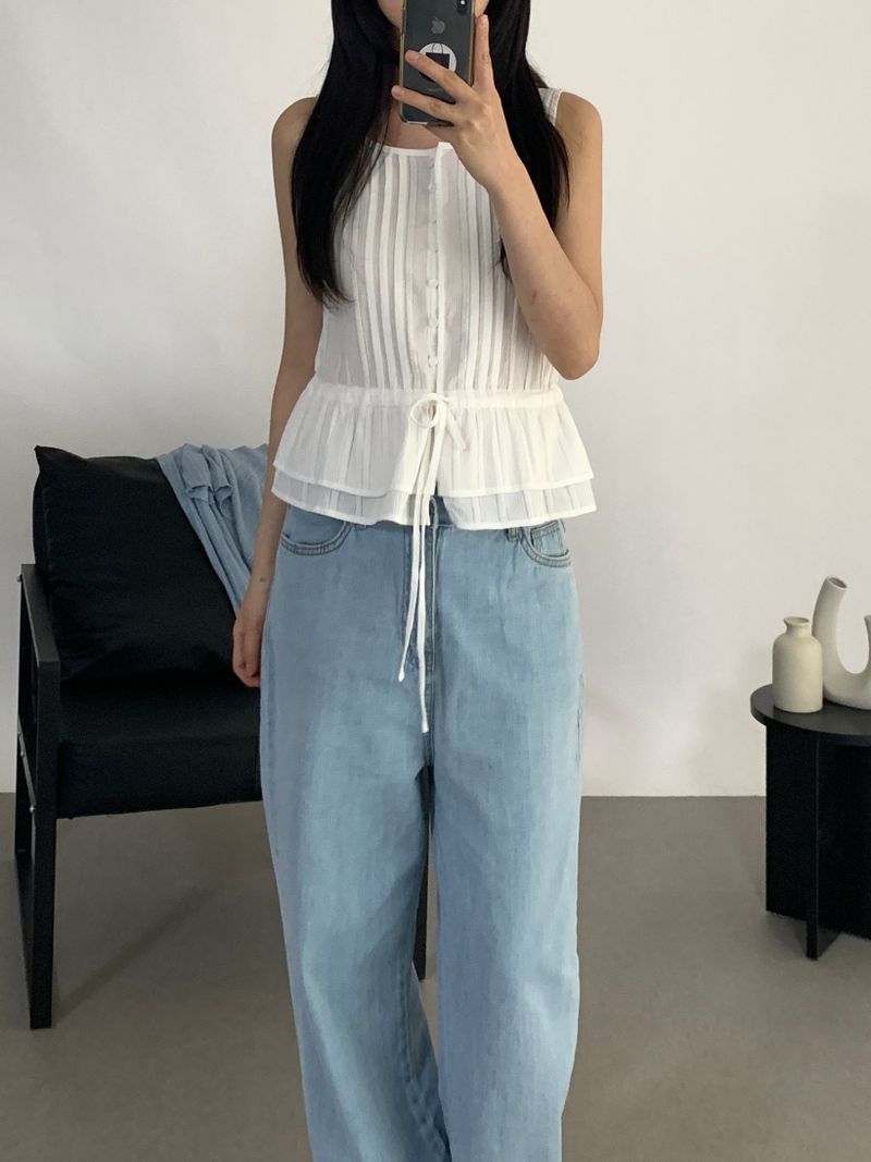 Harrison Pintuck Sleeveless Blouse