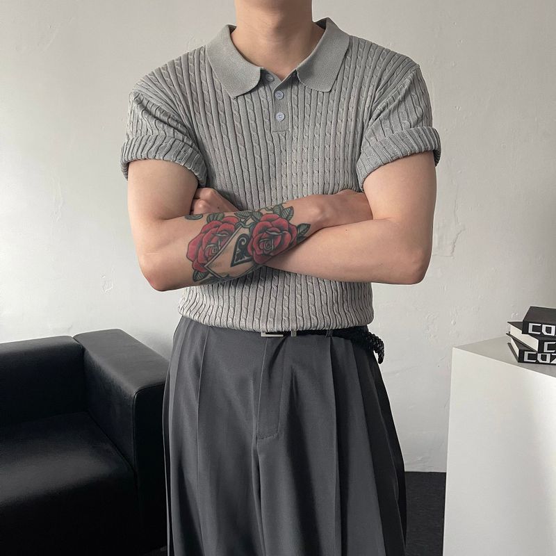 COZINESS（コジネス）の「Ford Twisted Short-Sleeved Collar Knitwear (3 colors)（Tops）」