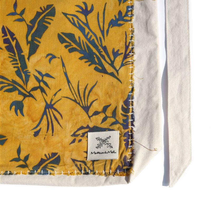 [Patchwork Canvas Bag] Banana Leaves - Mustard