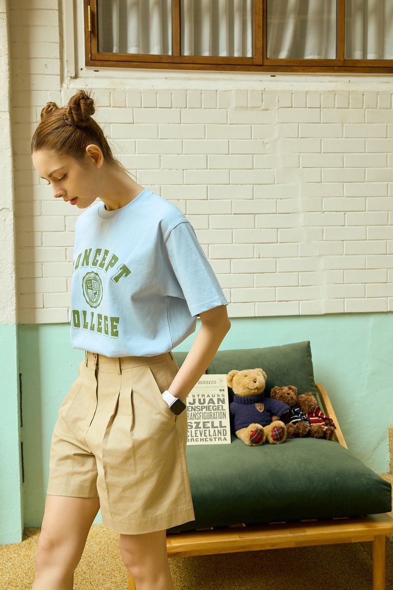 Green Classic Big Logo Crew Neck Sky Blue Short Sleeve T-shirt [Unisex]