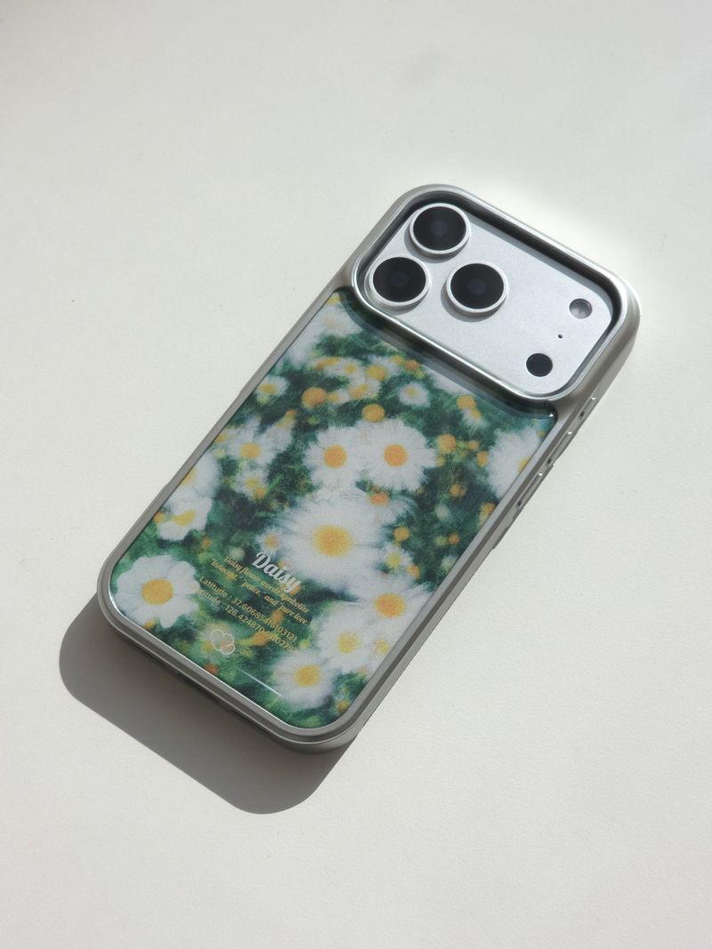 [MADE] デイジーガーデンエポキシシルバーバンバーケース [iPhone/Galaxy]