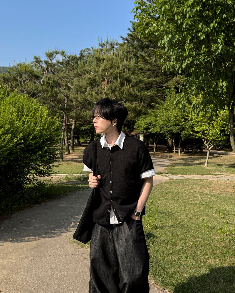 Ruric Rib Snap Half Sleeve Cardigan