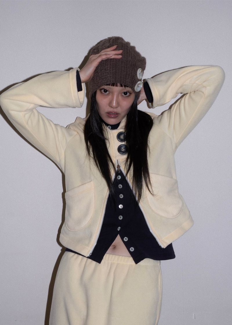 Pocket Fleece Hoodie Jacket [Lemon]