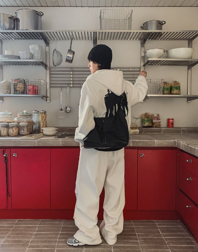 Menlo Rivet Printing Brushed Hood Zip-Up