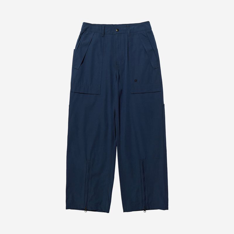 Poly Cotton RIB Track Zip Pants - NAVY