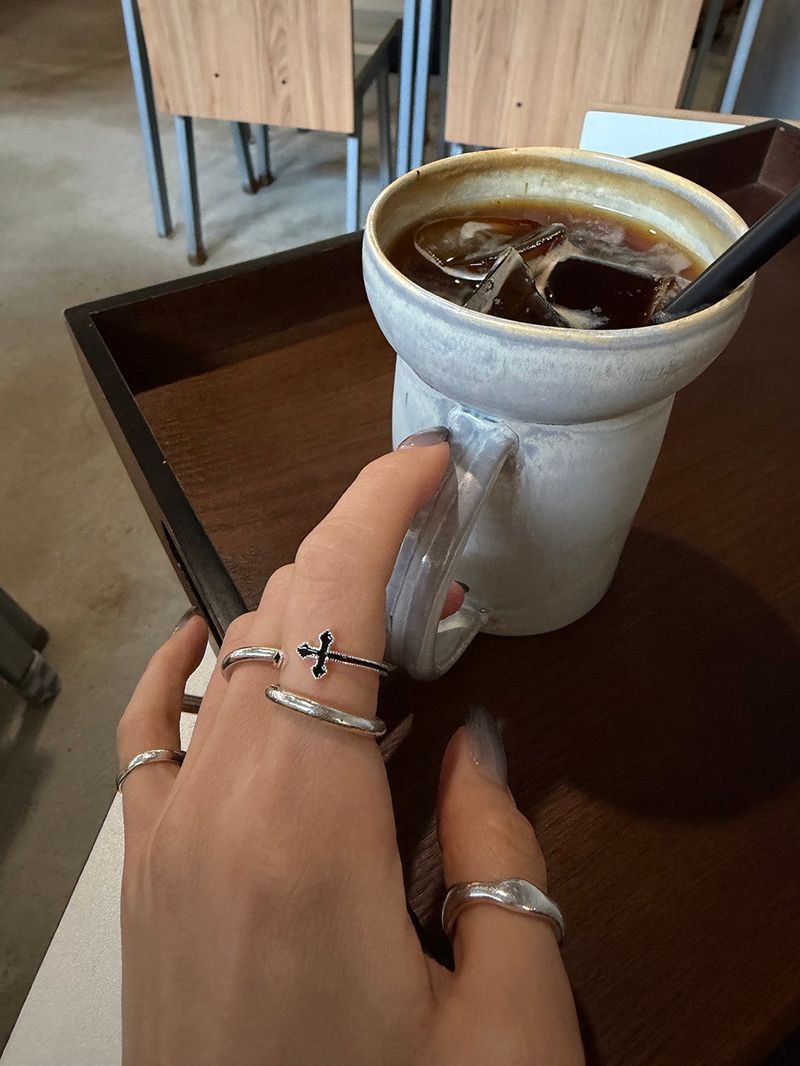 [925silver] Open cross ring (2color)