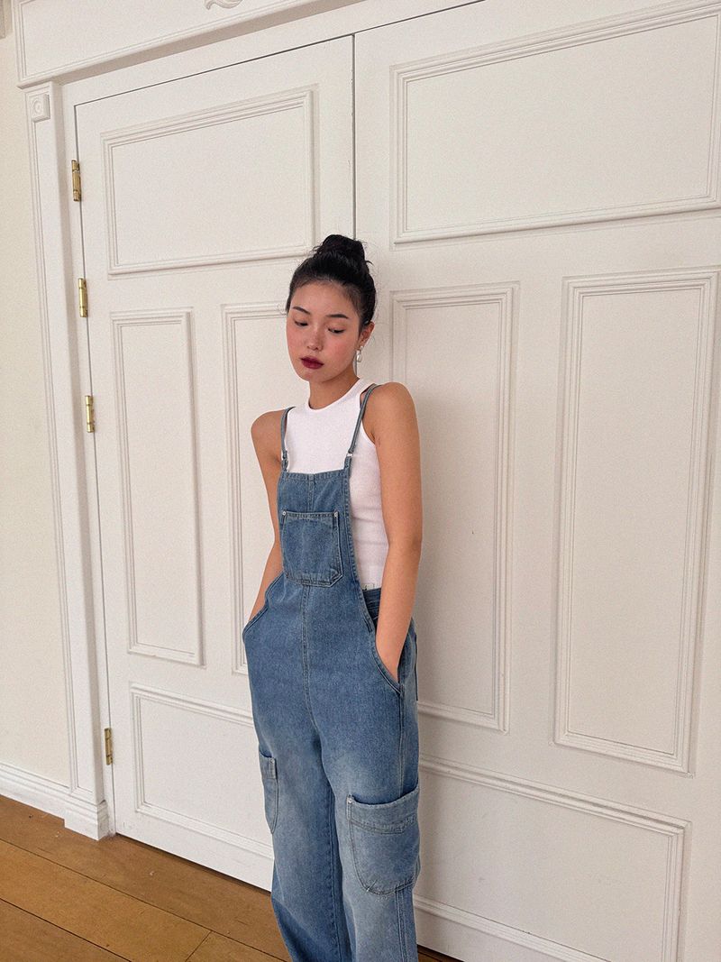 POCKET DENIM OVERALLS