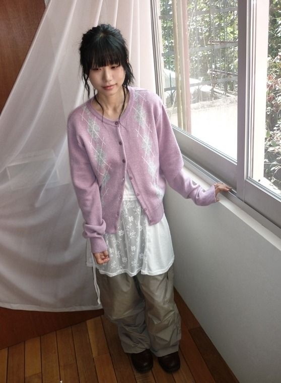BAON（バオン）の「26FW★ [BAONHAUS] ネア ラウンドネック アーガイル カーディガン（トップス）」
