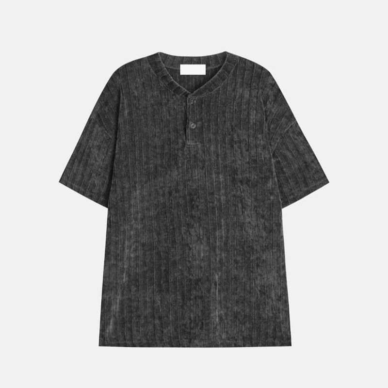 ASCLO 2nd ベロアヘンリーネックマッスル半袖Tシャツ (2color)
