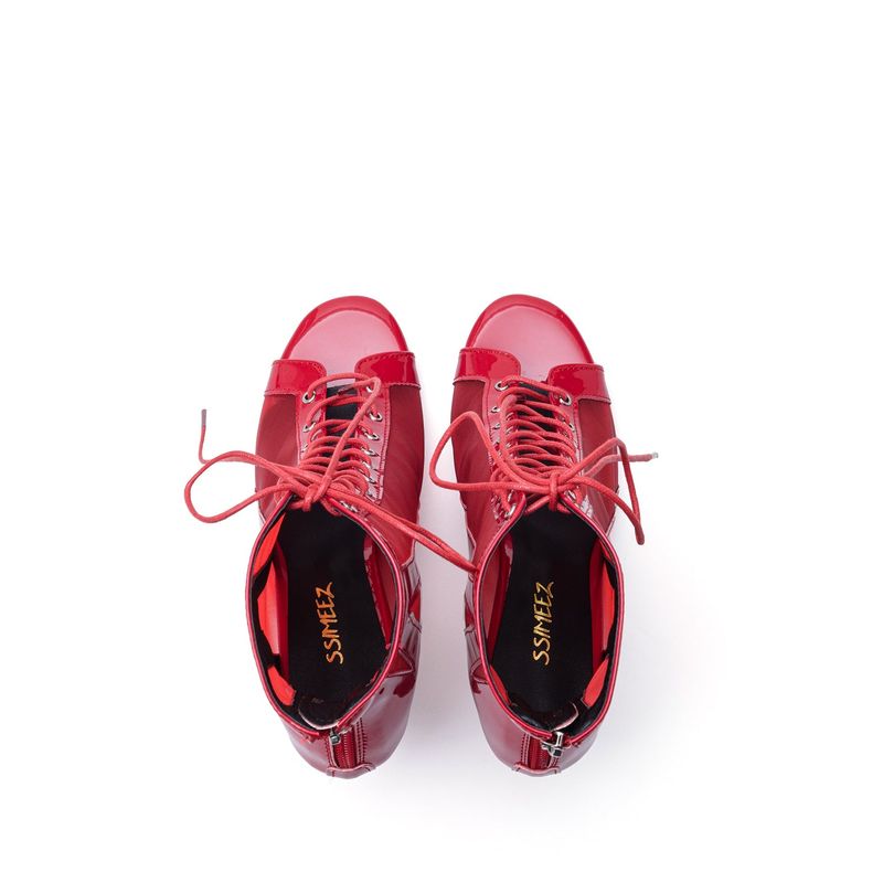 See-Through Patent Combination Open Toe Heel(Red)