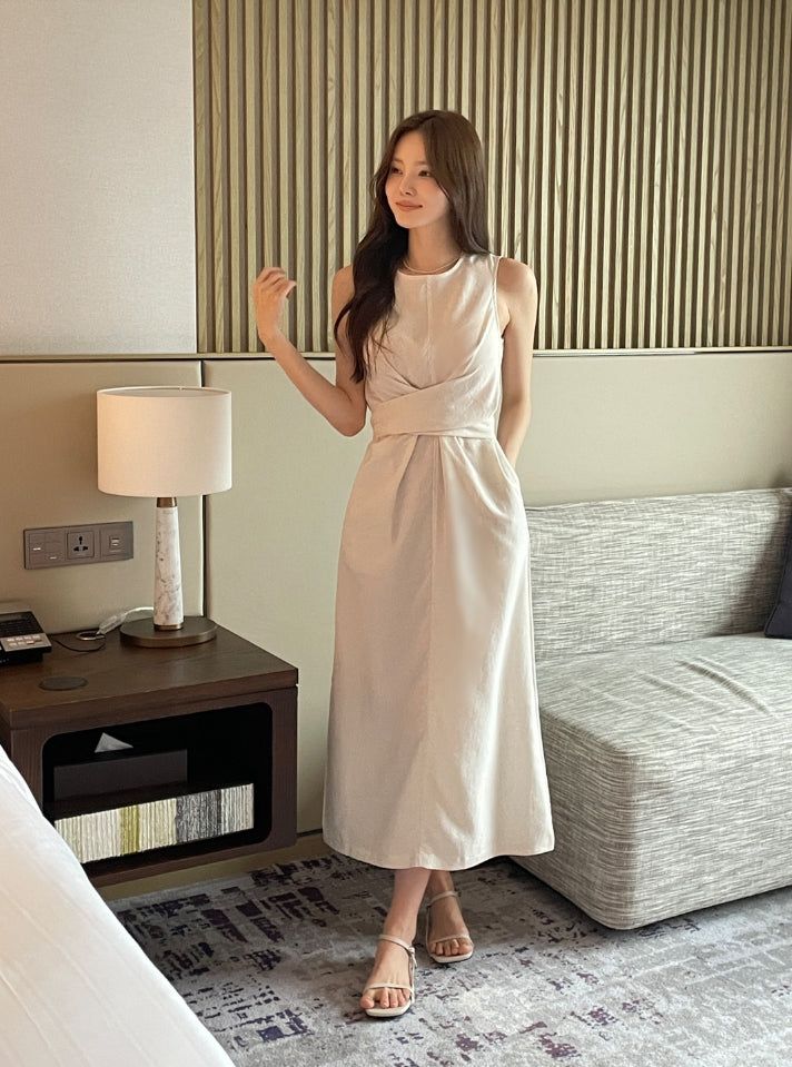 iam mari（アイアム マリ）の「ジェラードリネンサイドラップノースリーブロングワンピース（ワンピース/ドレス）」