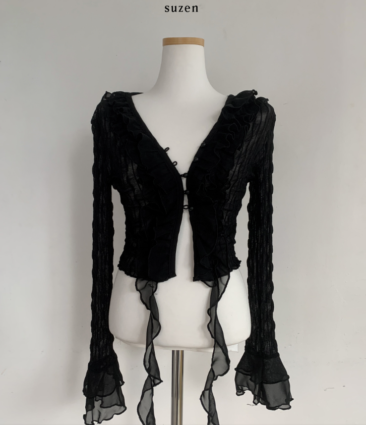 Mayou Shirring Scarf Blouse (black)
