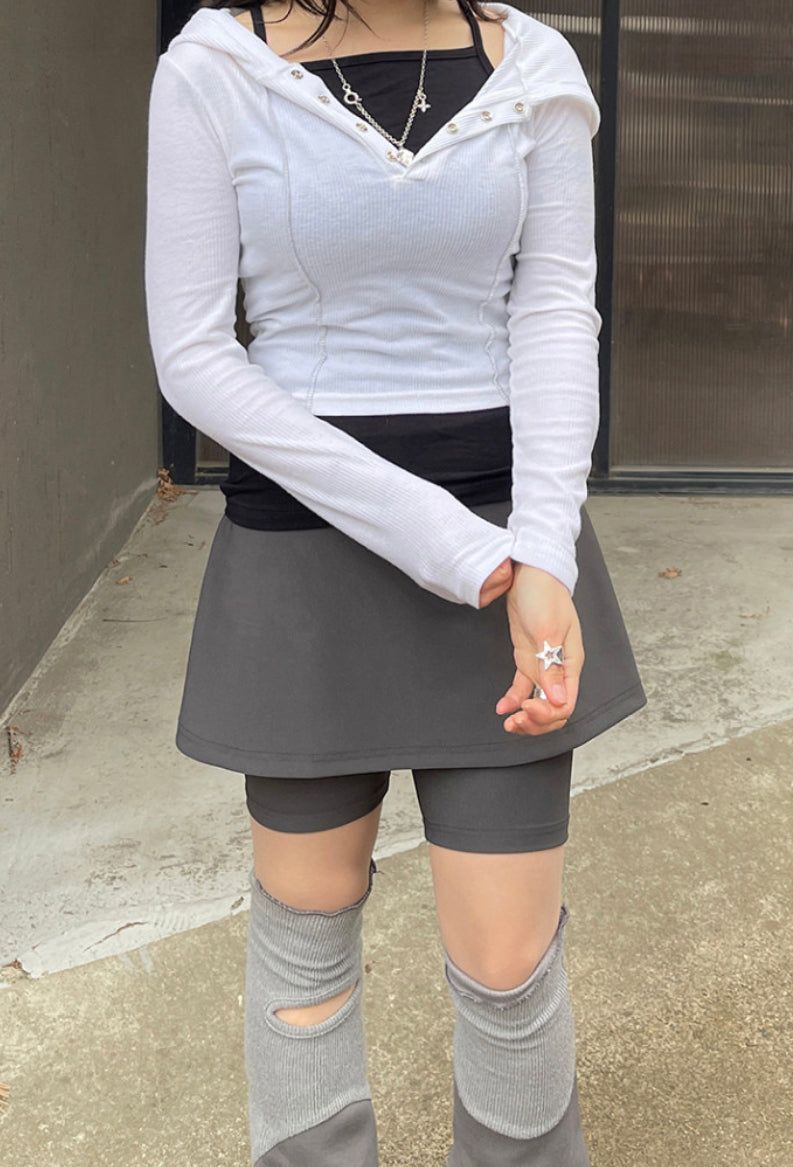 Button Slit Slim Hoodie