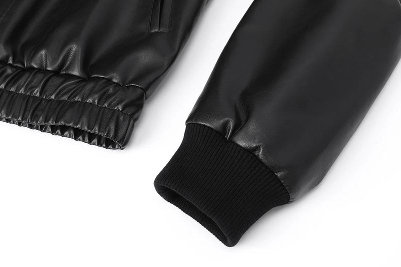 High neck leather jacket