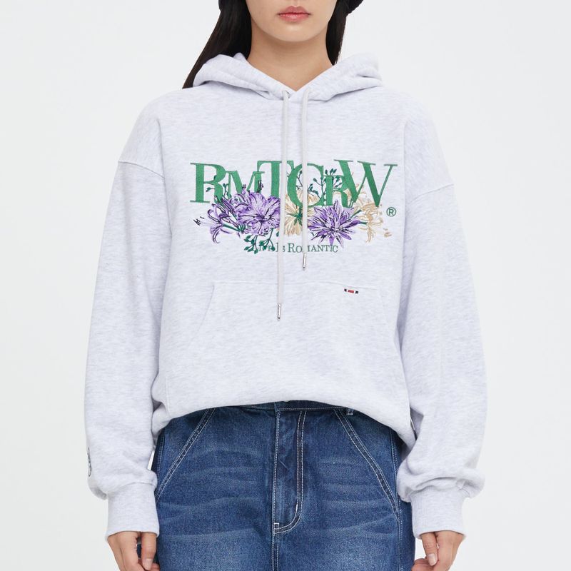 RECENT LOGO FLOWER HOODIE_LIGHT GREY