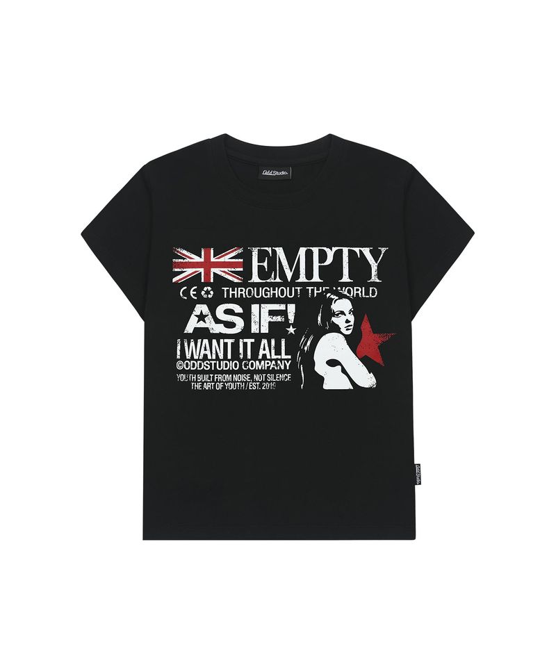 ODDSTUDIO（オッドスタジオ）の「As If Girls Graphic Cap Sleeve T-shirt - BLACK（Tops）」
