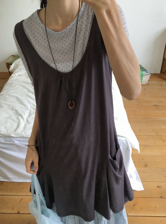Nife Pocket Flare Sleeveless One Piece